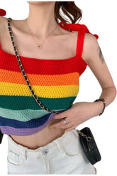 Indie Rainbow Stripe Crop Top